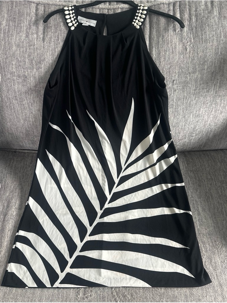 London Style Black Dress With White Gem Accents